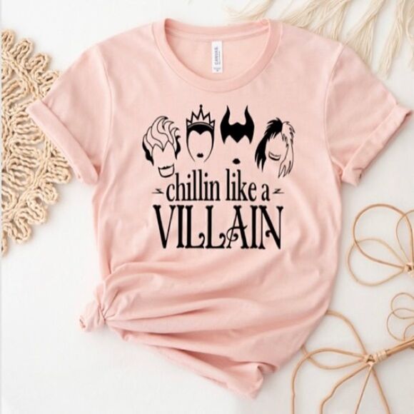 45. Chillin Like A Villain Halloween Shirt Evil Disney Inspired Mom Tee - Picture 1 of 2